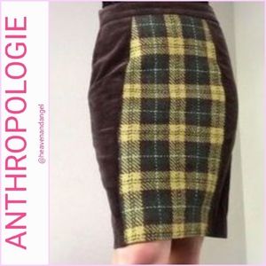Anthropologie Maeve Plaid Corduroy Wool Blend Skirt